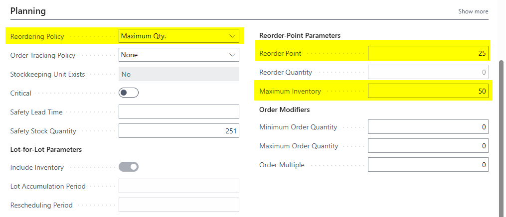 Maximum Qty.