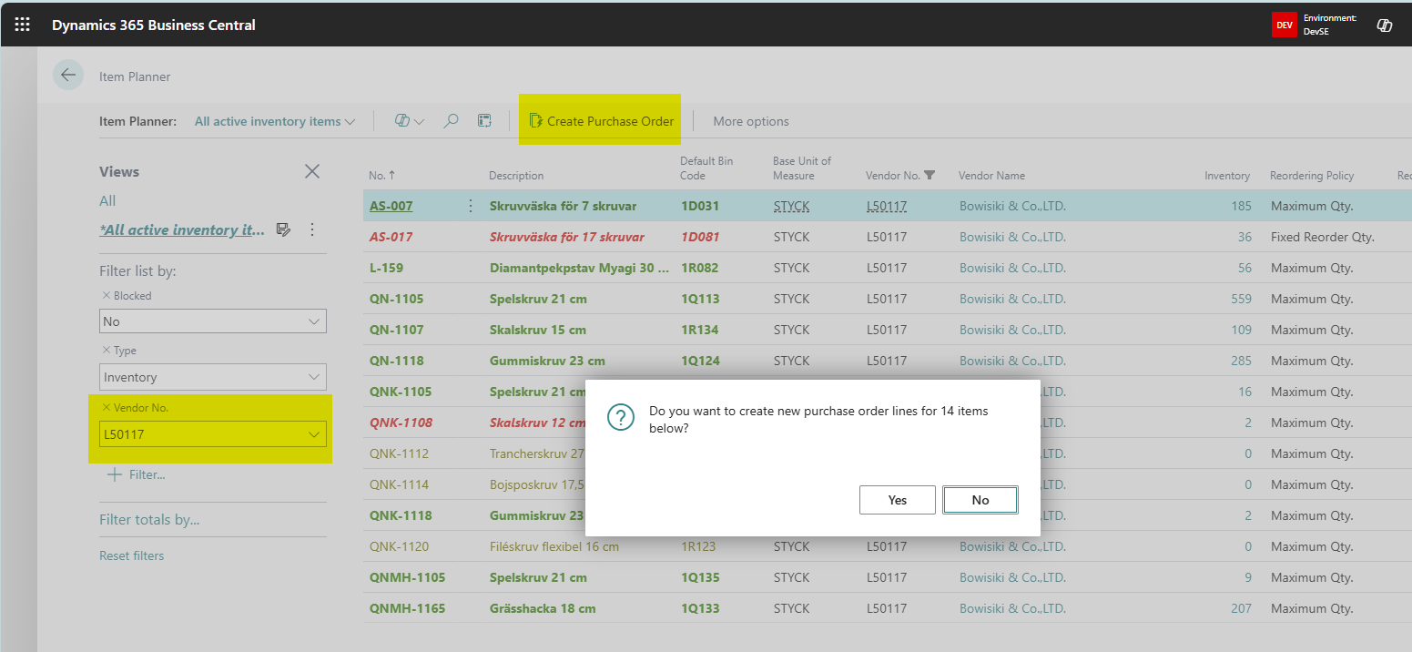 Create Purchase Orders